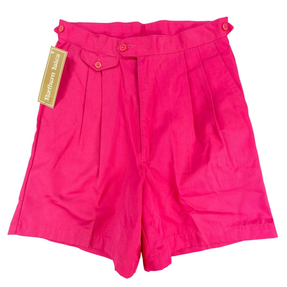 Northern Isles Shorts Womens 9/10 Vintage Pink Cotton Pleated Deadstock NWT